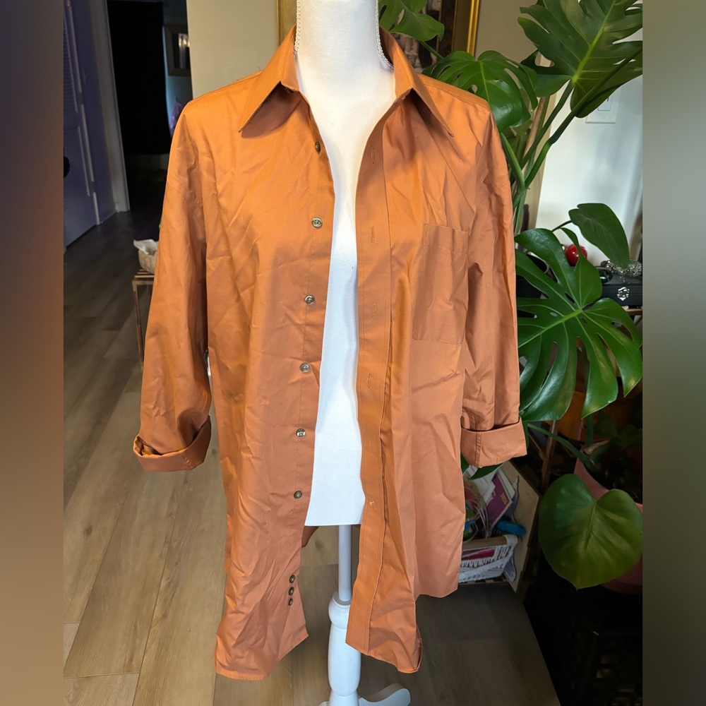 Croft & Barrow Burnt Orange Men Button Down Shirt